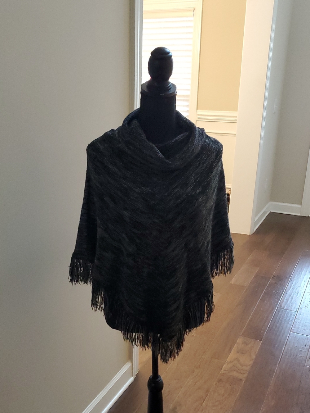 Stylish Black Fringe Poncho